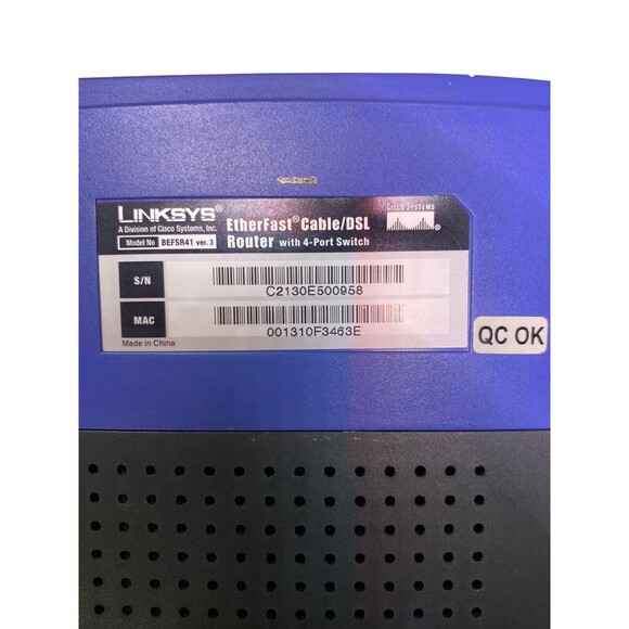 LINKSYS BEFSR41 Etherfast Cable/DSL Router w/4-Port Switch - Tested, Works! - Picture 10 of 11